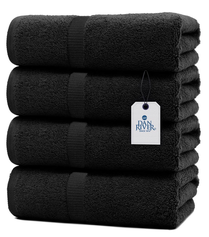 DAN RIVER 4 Pack Cotton Bath Towels â€“ 24x48 Inches, Lightweight, Super Absorbent, Quick Drying, Soft & Durable Thick White Towels Bathroom Sets for Home, Gym and Spa - Image 1